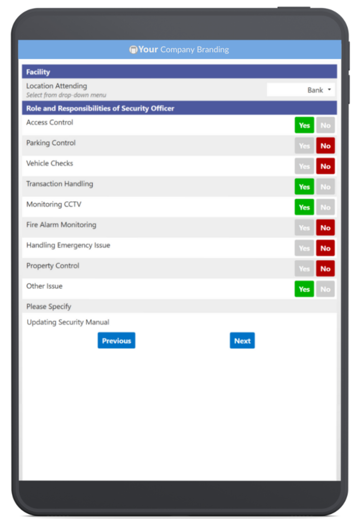 Security Duty Checklist